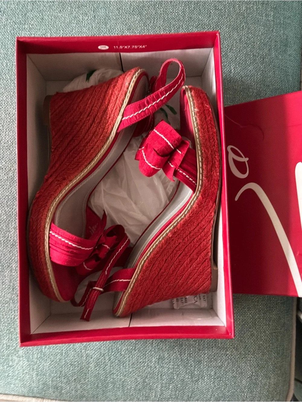 Impo Red Bow Wedge Sandals size 10 M